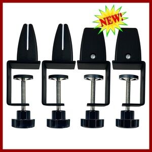 4 Pack Adjustable Desk Partition Clamps Sneeze Guard Bracket Holder Clip Black